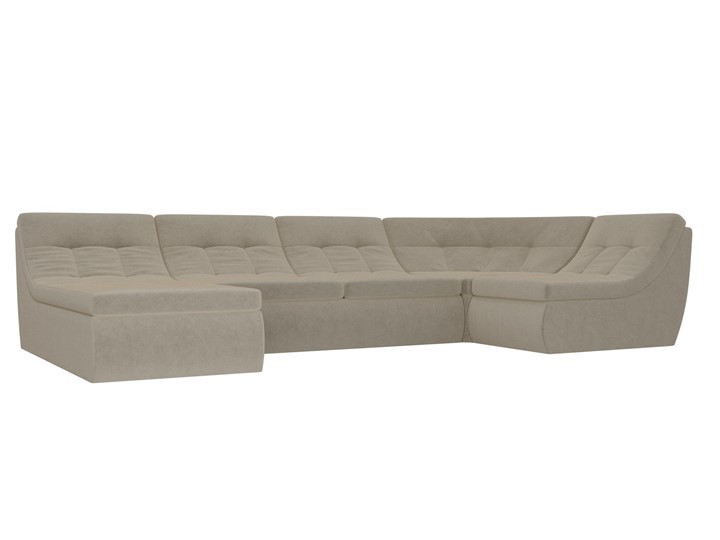 Модульный раскладной диван Холидей, Бежевый (микровельвет) в Элисте - изображение
