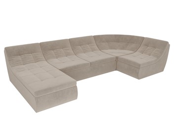 Модульный П-образный диван Холидей, Бежевый (велюр) в Элисте - предосмотр 5