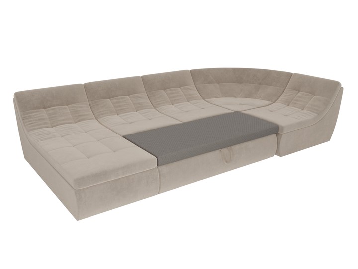 Модульный П-образный диван Холидей, Бежевый (велюр) в Элисте - изображение 7