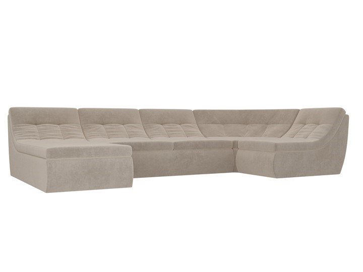 Модульный П-образный диван Холидей, Бежевый (велюр) в Элисте - изображение