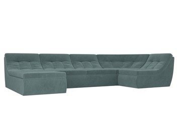 Модульный П-образный диван Холидей, Бирюзовый (велюр) в Элисте - предосмотр