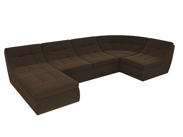 Модульный П-образный диван Холидей, Коричневый (микровельвет) в Элисте - изображение 5
