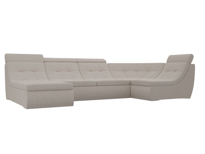 Модульный раскладной диван Холидей люкс, Бежевый (рогожка) в Элисте - изображение