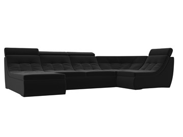 Большой модульный диван Холидей люкс, Черный (микровельвет) в Элисте