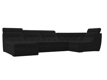 Большой модульный диван Холидей люкс, Черный (велюр) в Элисте