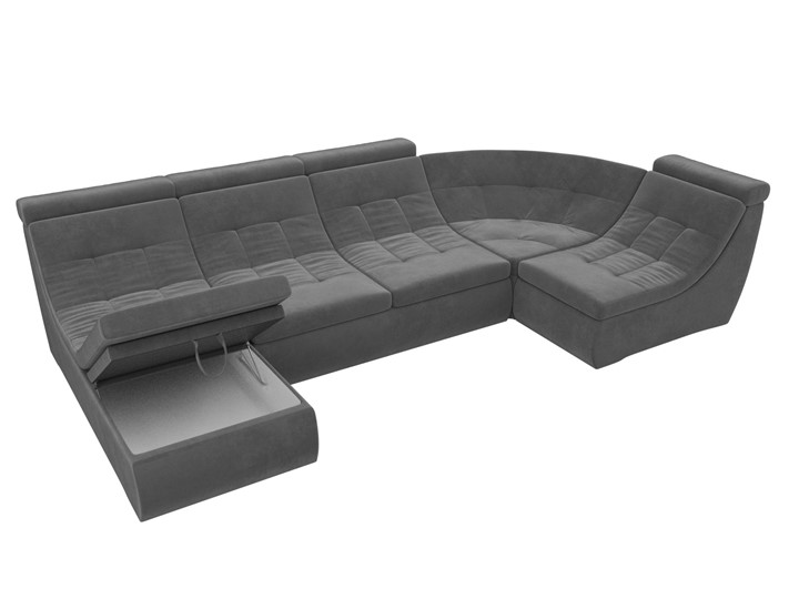 Большой модульный диван Холидей люкс, Серый (велюр) в Элисте - изображение 6