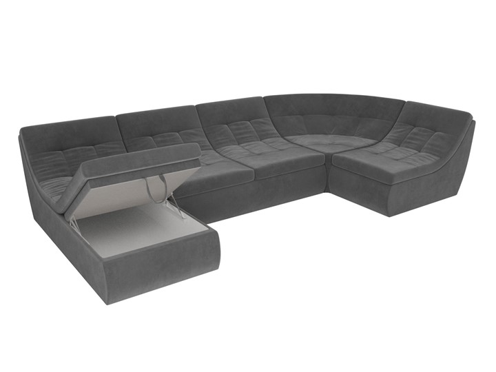 Модульный раскладной диван Холидей, Серый (велюр) в Элисте - изображение 6