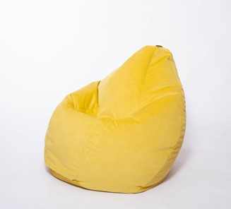 Кресло-мешок Груша среднее, велюр однотон, лимонное в Элисте - предосмотр