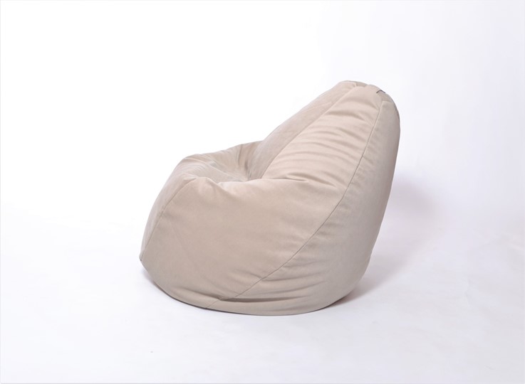 Кресло-мешок Груша большое, велюр однотон, бежевое в Элисте - изображение 2