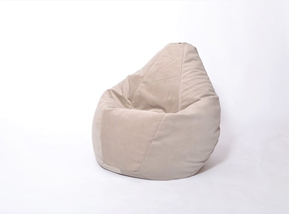 Кресло-мешок Груша среднее, велюр однотон, бежевое в Элисте - изображение
