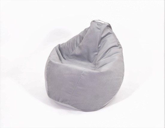 Кресло-мешок Груша малое, велюр однотон, серое в Элисте - изображение