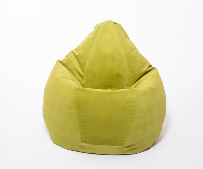 Кресло-мешок Груша большое, велюр однотон, травянное в Элисте - изображение 1