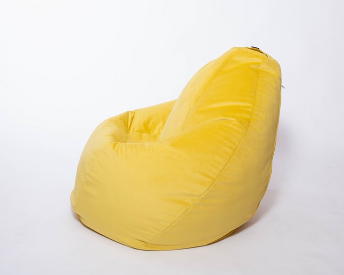 Кресло-мешок Груша среднее, велюр однотон, лимонное в Элисте - изображение 1