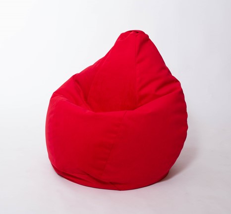 Кресло-мешок Груша большое, велюр однотон, красное в Элисте - изображение