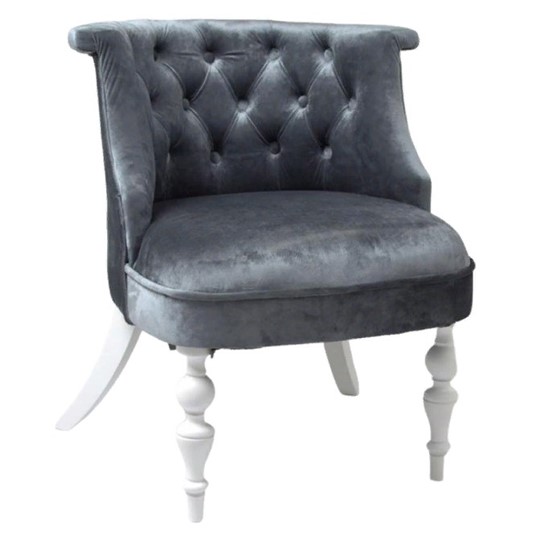 Кресло Бархат (серый бархат/белая эмаль) в Элисте - изображение 2