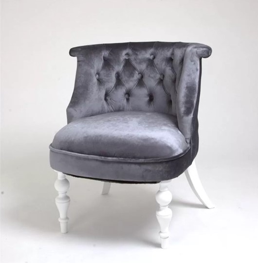 Кресло Бархат (серый бархат/белая эмаль) в Элисте - изображение 1