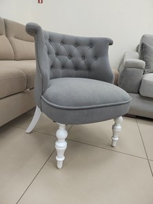 Кресло Бархат (серый бархат/белая эмаль), 000042564 в Элисте