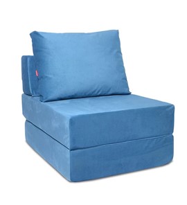 Бескаркасное кресло-кровать Окта, велюр синий в Элисте - предосмотр