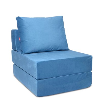 Бескаркасное кресло-кровать Окта, велюр синий в Элисте - изображение