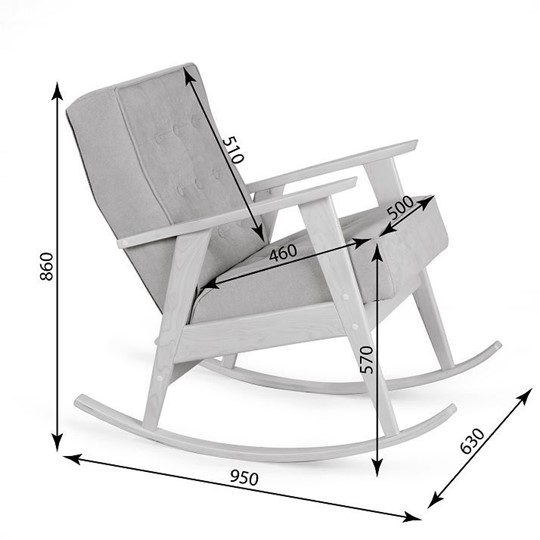 Кресло-качалка Ретро (беленый дуб / 02 - светло-серый) в Элисте - изображение 3