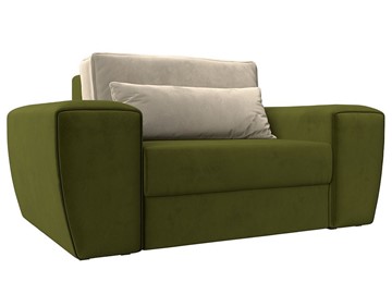 Кресло в гостиную Лига-008, Зеленый\Бежевый (Микровельвет) НПБ в Элисте