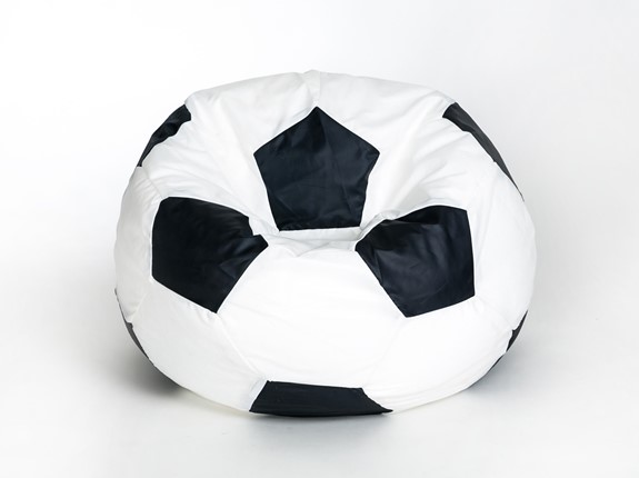 Кресло-мешок Мяч малый, бело-черный в Элисте - изображение