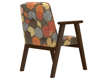 Кресло мягкое Ретро ткань геометрия коричневый, каркас орех в Элисте - предосмотр 1