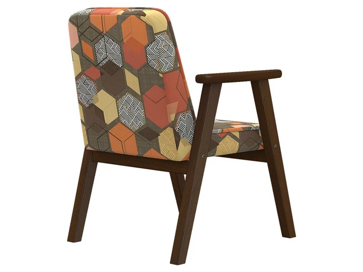 Кресло мягкое Ретро ткань геометрия коричневый, каркас орех в Элисте - изображение 1