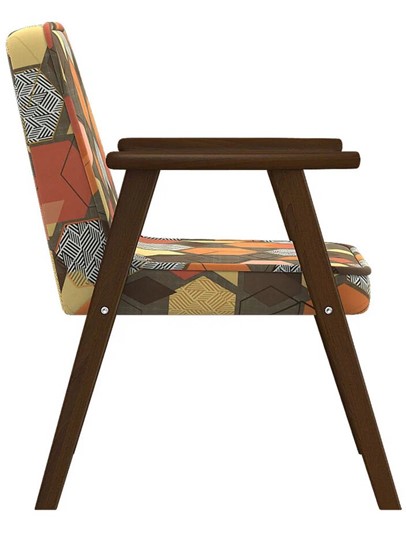 Кресло мягкое Ретро ткань геометрия коричневый, каркас орех в Элисте - изображение 3