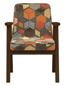 Кресло мягкое Ретро ткань геометрия коричневый, каркас орех в Элисте - предосмотр 4