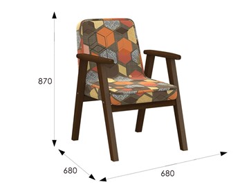 Кресло мягкое Ретро ткань геометрия коричневый, каркас орех в Элисте - предосмотр 5