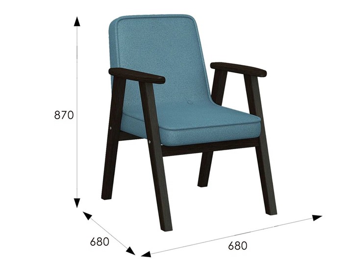 Мягкое кресло Ретро ткань голубой, каркас венге в Элисте - изображение 6