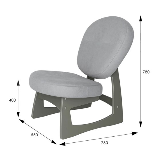 Мягкое кресло Смарт G Силуэт, ткань ультра смок, каркас серый ясень в Элисте - изображение 1