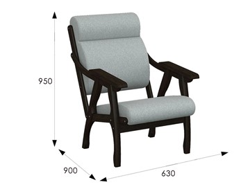 Мягкое кресло Вега 10 ткань серый, каркас венге в Элисте - предосмотр 6