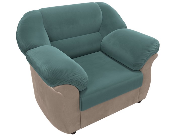 Мягкое кресло Карнелла, Бирюзовый/Бежевый (велюр) в Элисте - изображение 5