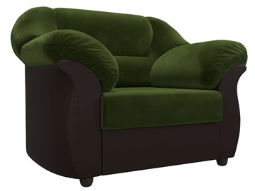 Мягкое кресло Карнелла, Зеленый/Коричневый (микровельвет/экокожа) в Элисте - предосмотр