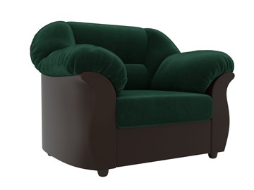 Мягкое кресло Карнелла, Зеленый/Коричневый (велюр/экокожа) в Элисте