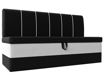 Кухонный прямой диван Энигма, Черный/Белый (Экокожа) в Элисте - предосмотр