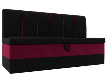 Кухонный прямой диван Энигма, Черный/Бордовый (Микровельвет) в Элисте - предосмотр