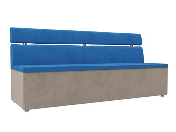 Кухонный прямой диван Классик, Голубой/Бежевый (велюр) в Элисте - предосмотр