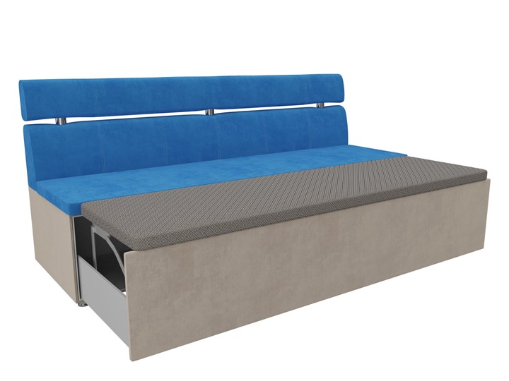 Кухонный прямой диван Классик, Голубой/Бежевый (велюр) в Элисте - изображение 6