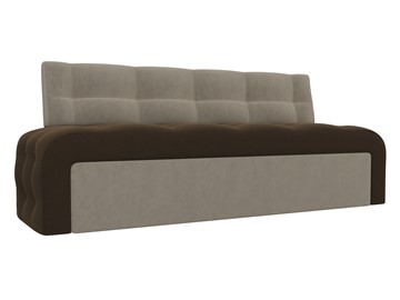 Кухонный прямой диван Люксор, Коричневый/Бежевый (микровельвет) в Элисте - предосмотр