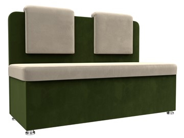 Кухонный прямой диван Маккон 2-х местный, Бежевый/Зеленый (микровельвет) в Элисте - предосмотр