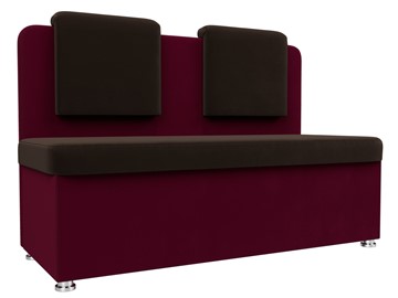 Прямой кухонный диван Маккон 2-х местный, Коричневый/Бордовый (микровельвет) в Элисте - предосмотр