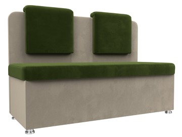 Кухонный прямой диван Маккон 2-х местный, Зеленый/Бежевый (микровельвет) в Элисте