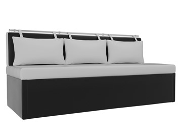 Прямой кухонный диван Метро, Белый/Черный (экокожа) в Элисте