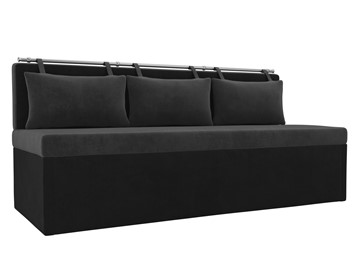 Прямой кухонный диван Метро, Серый/Черный (велюр) в Элисте