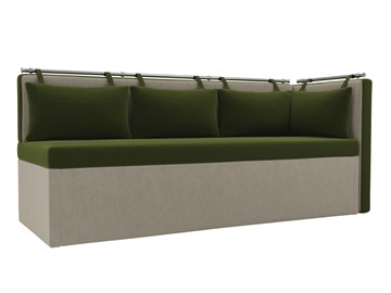 Кухонный диван Метро угловой, Зеленый/Бежевый (микровельвет) в Элисте - предосмотр