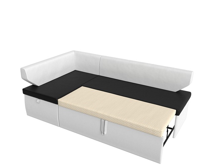 Угловой кухонный диван Омура, Черный/Белый (Экокожа) в Элисте - изображение 1