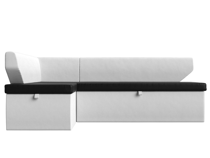Угловой кухонный диван Омура, Черный/Белый (Экокожа) в Элисте - изображение 6